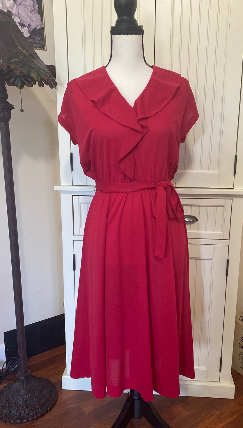 Rothschild For Rosani San Francisco, Sz 8-10, Vintage Red Dress With Jacket